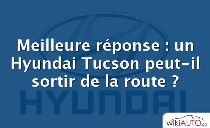 Meilleure réponse : un Hyundai Tucson peut-il sortir de la route ?